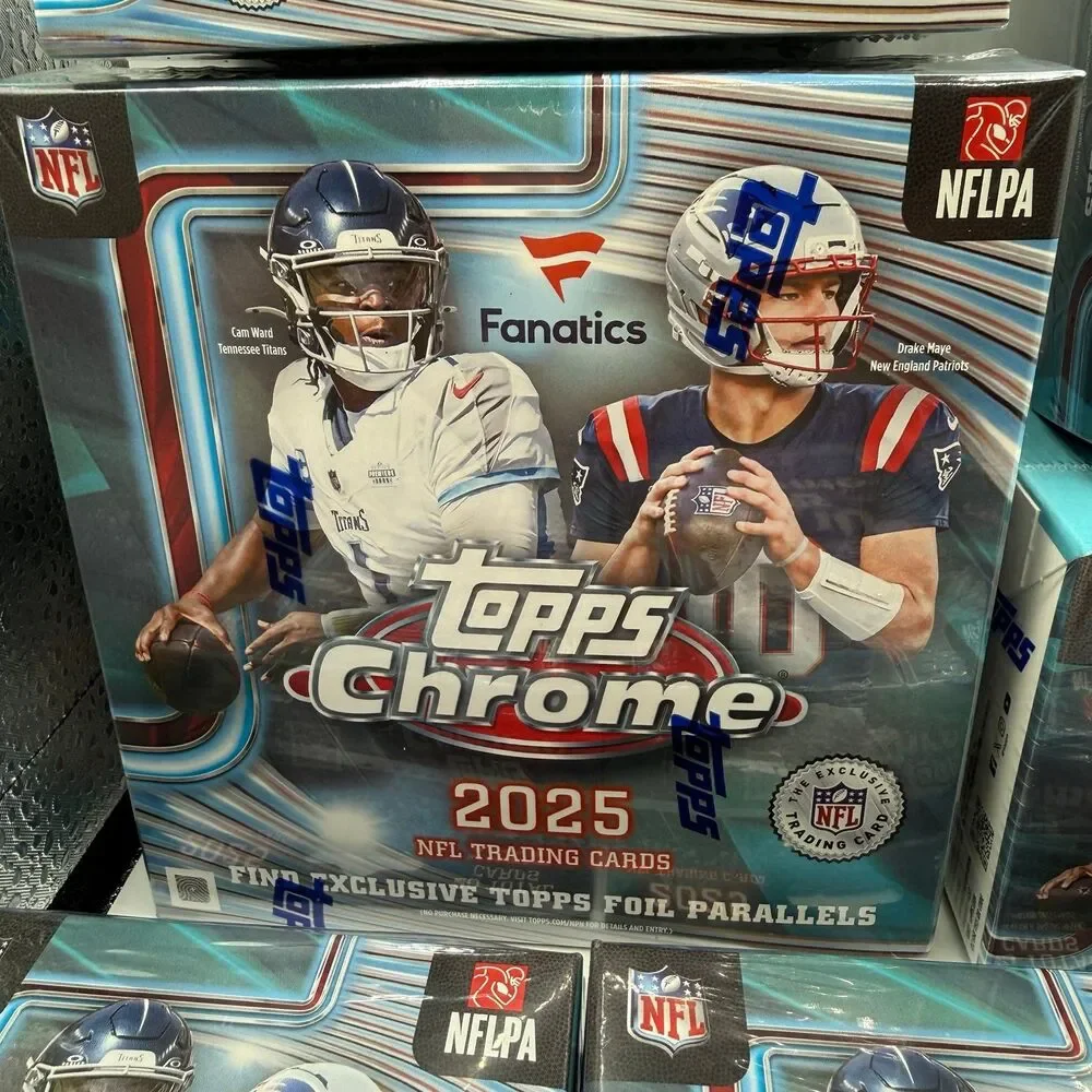 Topps Chrome 2025 NFL Trading Card Bundle: 1x Mega, 2x Value, 4x Hanger Box